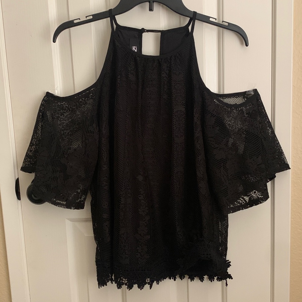 Black mesh blouse